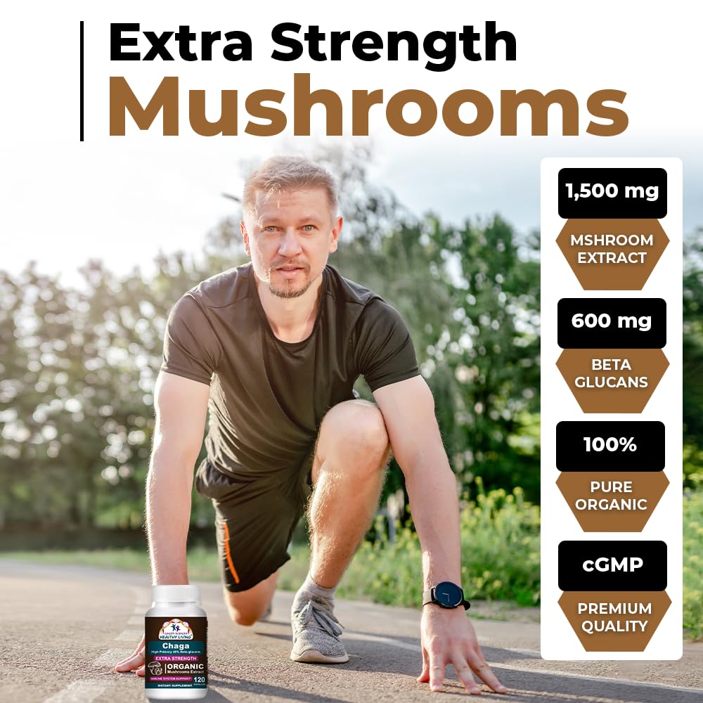 Cancer Sciences Healthy Living Chaga Wellness Mushrooms Supplement 120 Capsules