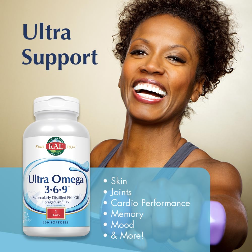 KAL Ultra Omega 3-6-9 1200mg Softgels, 200
