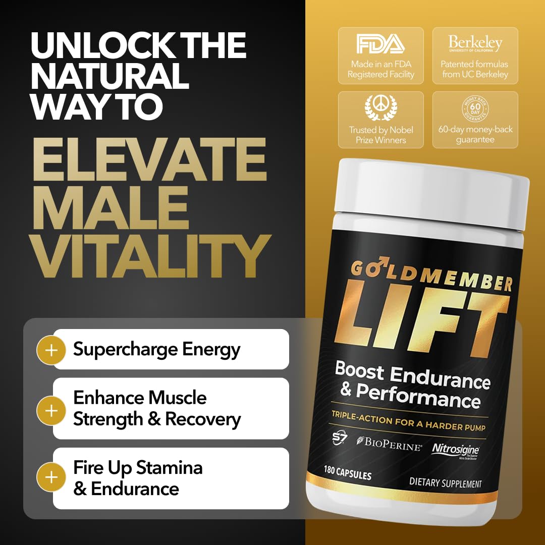 Juvenon GoldMember Lift – Natural Male Blood Flow Supplement 180 Capsules