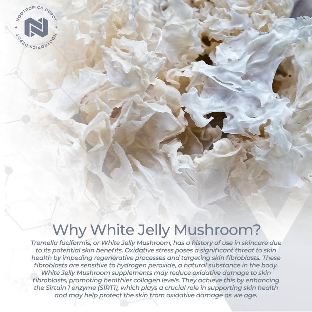 Nootropics Depot White Jelly Mushroom Capsule, 500mg, 60 Count