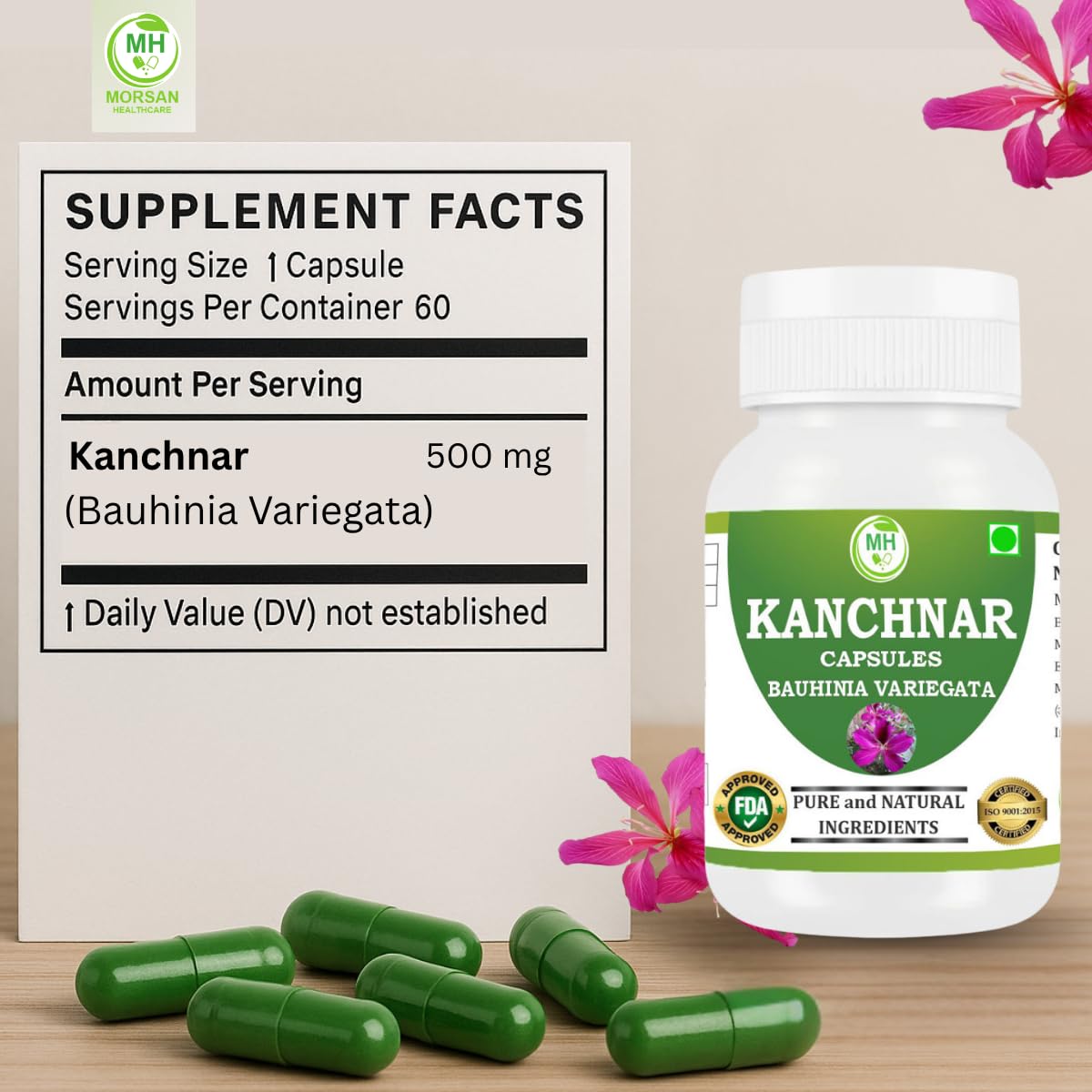 Morsan Healthcare Kanchnar 500mg Capsules, 60 Count