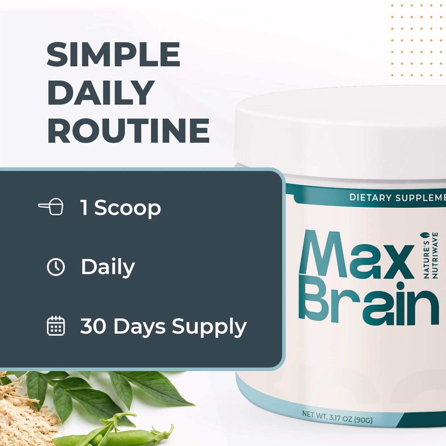 Nature’s NutriWave Max Brain Powder – Baobab, Konjac & Spermidine, 3.17 oz