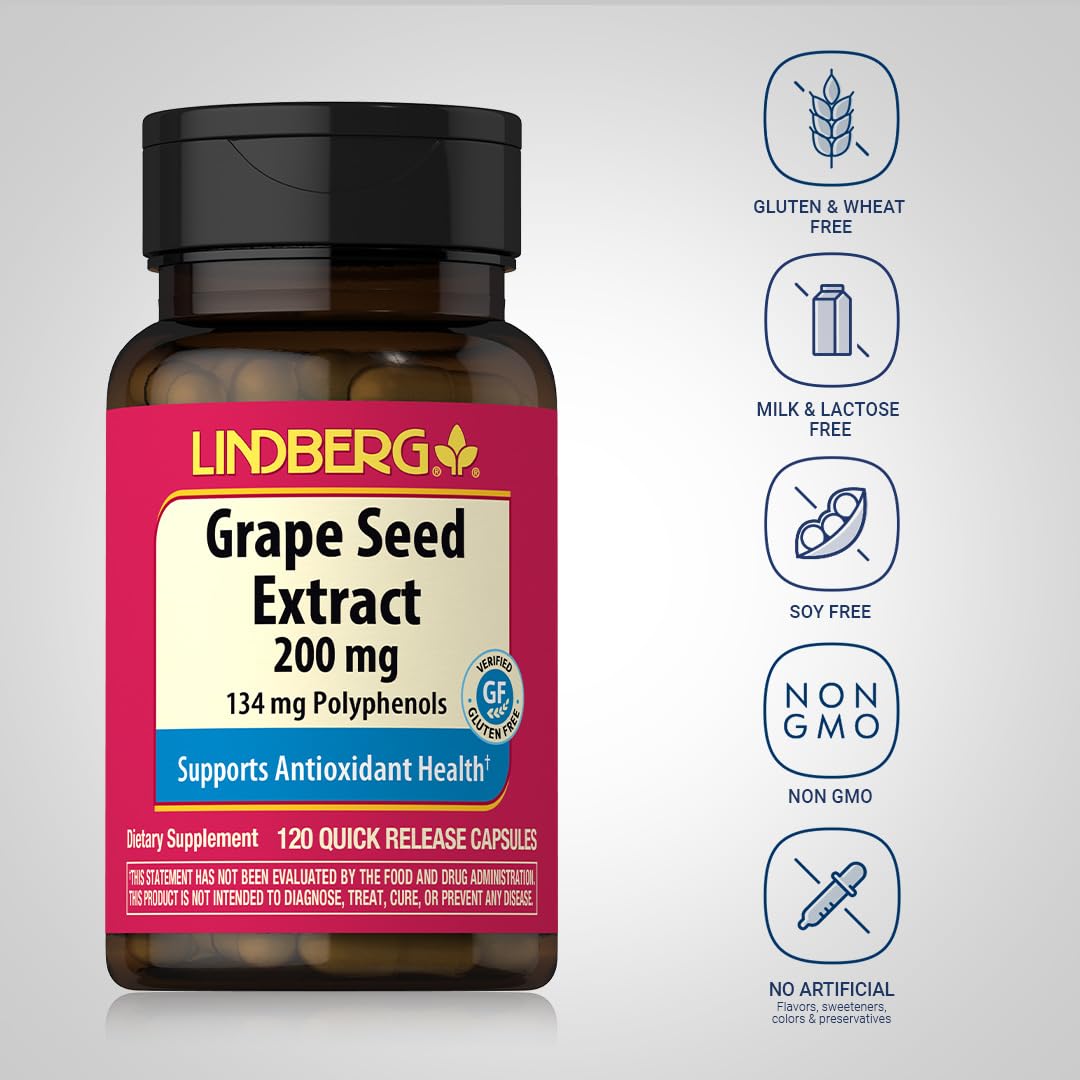 Lindberg Grape Seed Extract Capsules 120 Count