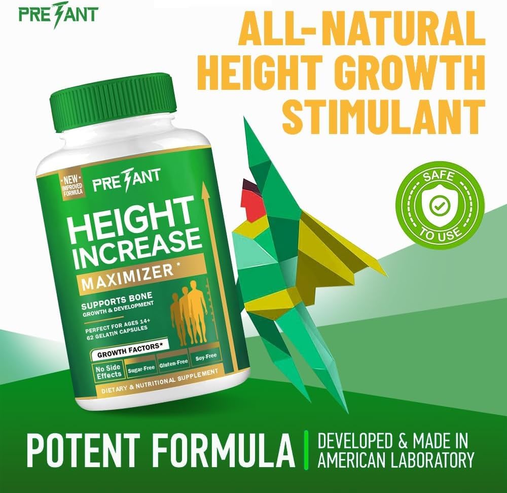 PRETANT Growth Capsules to Grow Taller - Height Growth Maximizer with Calcium for Bone Strength, 62 Capsules