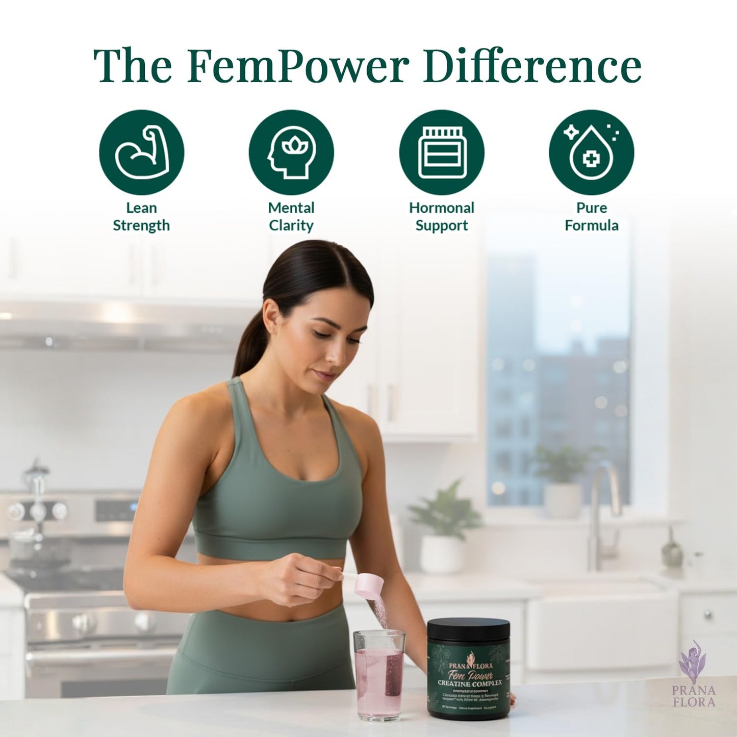 Prana Flora FemPower Creatine for Women with KSM-66 Powder, 4.4 Ounce