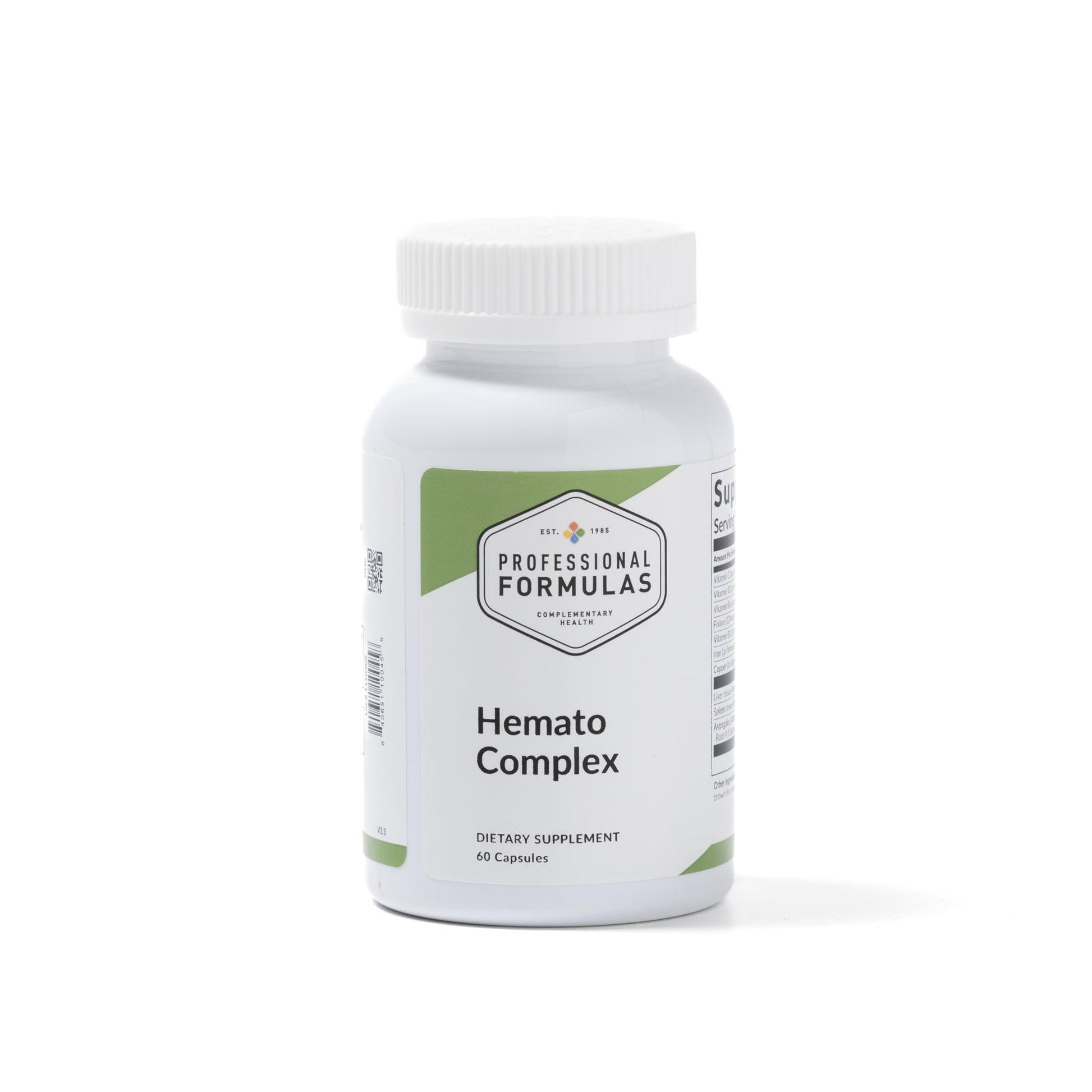 PROFESSIONAL COMPLEMENTARY HEALTH FORMULAS Hemato Complex – Comprehensive Blood Support with Liver & Spleen Glandulars, Iron, B Vitamins, Folate & Astragalus – Promotes Red Blood Cell Formation & Energy, 60 Capsules