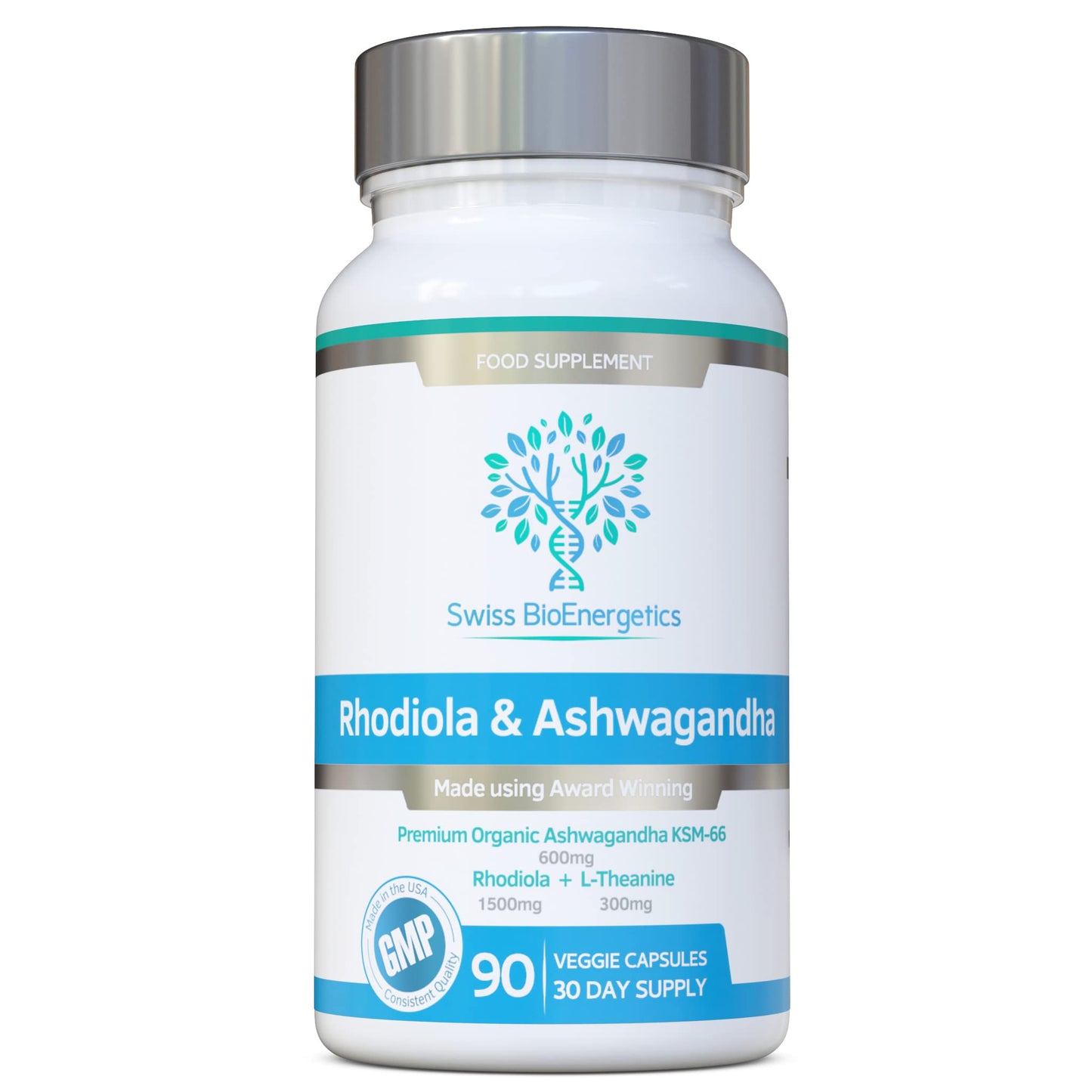Swiss Bioenergetics Rhodiola & Ashwagandha with L-Theanine 90 Capsules