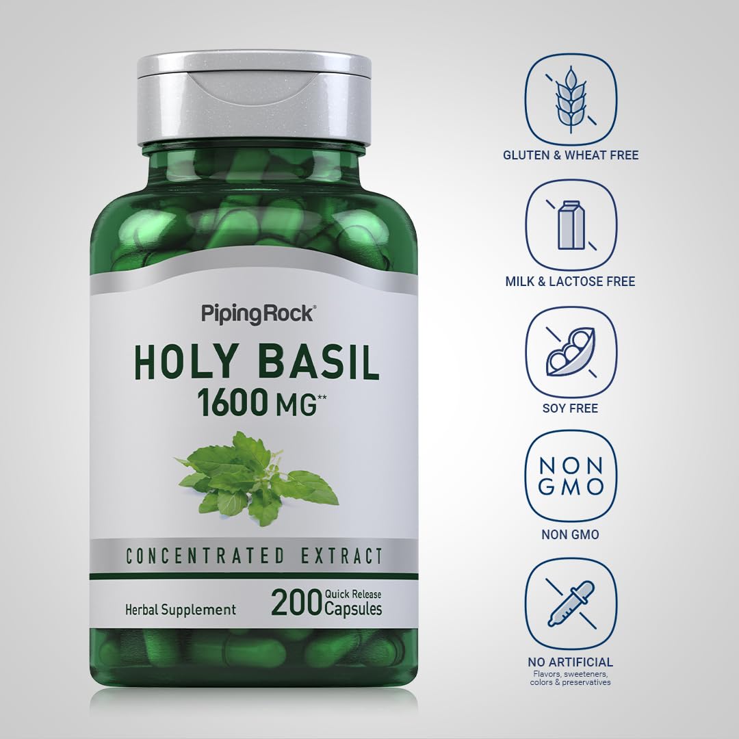 Piping Rock Holy Basil Supplement Capsules 200