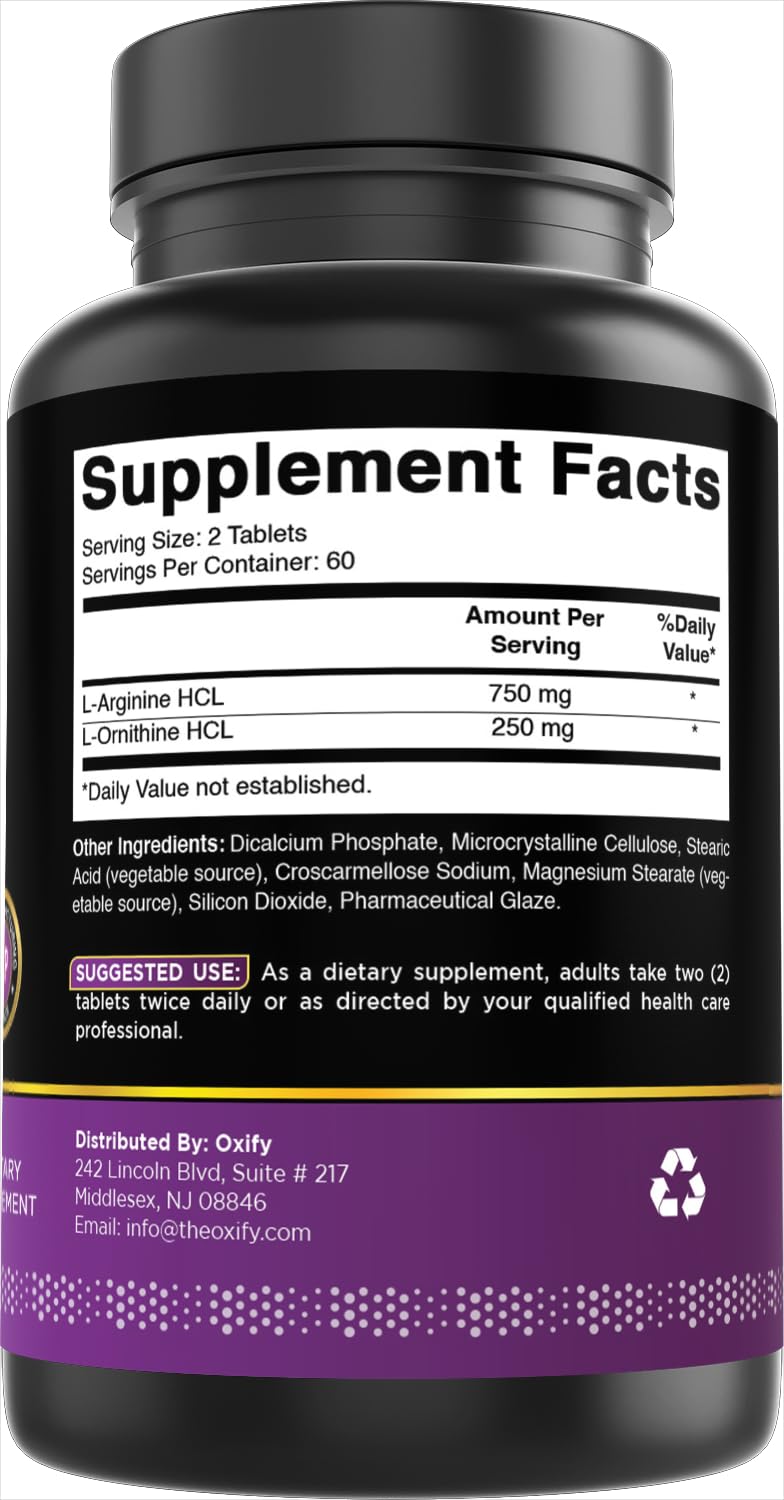 Oxify L-Arginine L-Ornithine 1000 mg Tablet, 120 Count