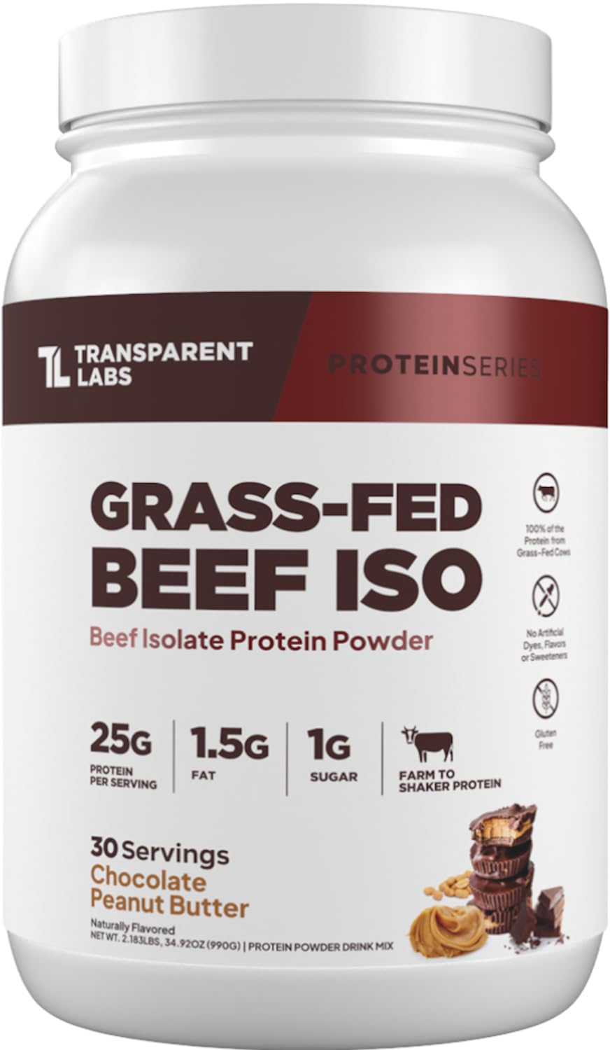 Transparent Labs Grass-Fed Beef Isolate Protein Powder, 30 Servings