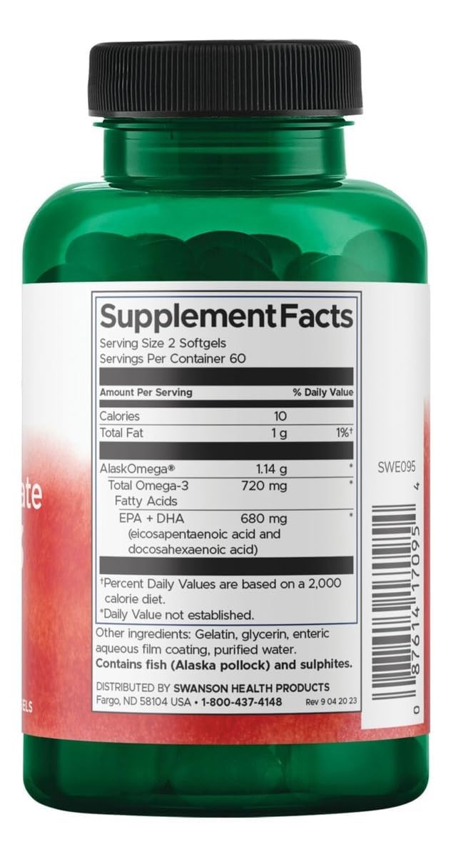 Swanson High Concentrate Omega-3 Fish Oil Softgels 120