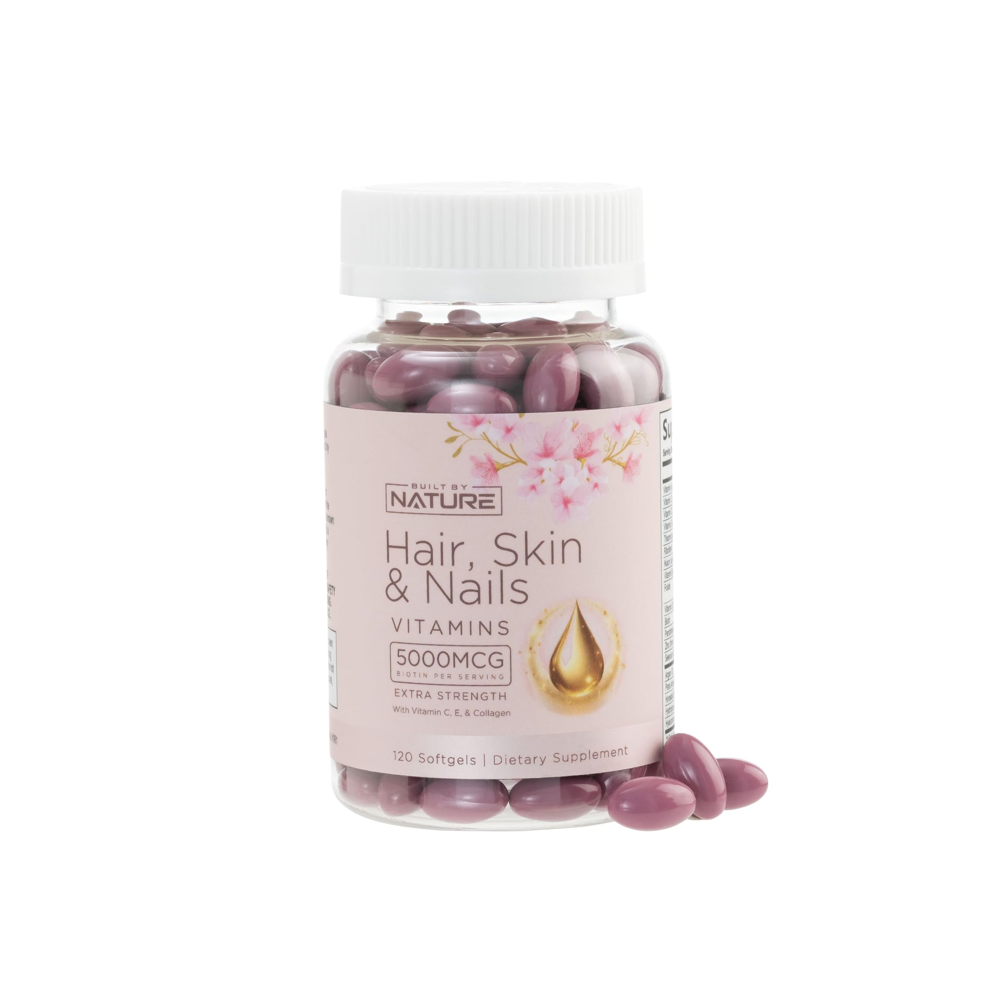 Built by Nature Hair Skin and Nails Vitamins Softgels 120