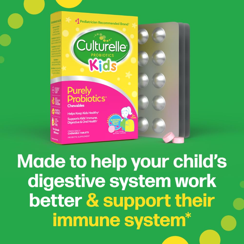 Culturelle Kids Chewable Daily Probiotic for Kids, Chewable Tablet, 30 Count