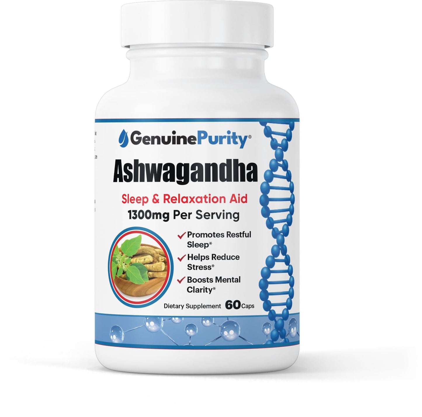 GenuinePurity Organic Ashwagandha Supplement Capsule 60 Count