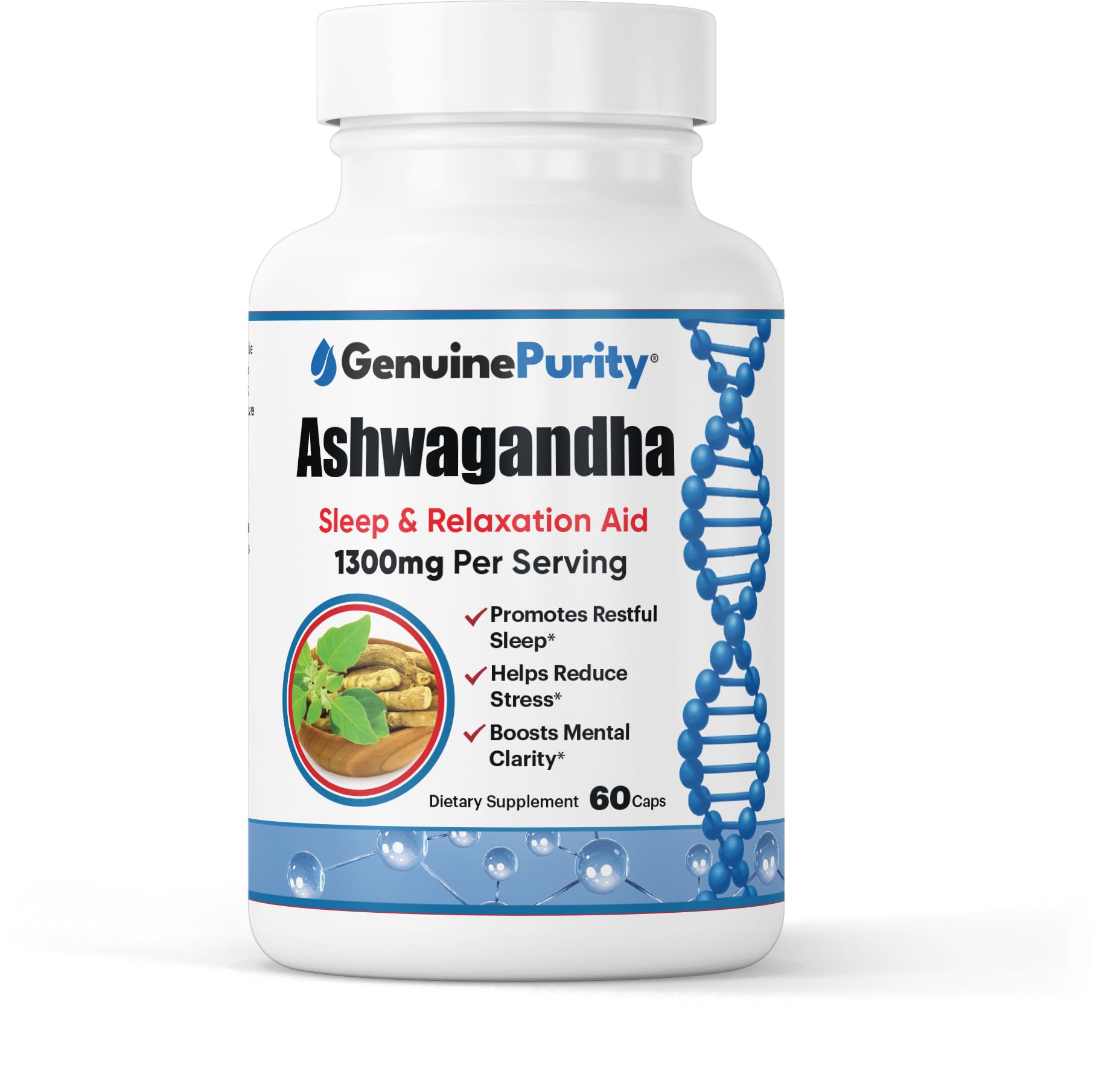 GenuinePurity Organic Ashwagandha Supplement Capsule 60 Count