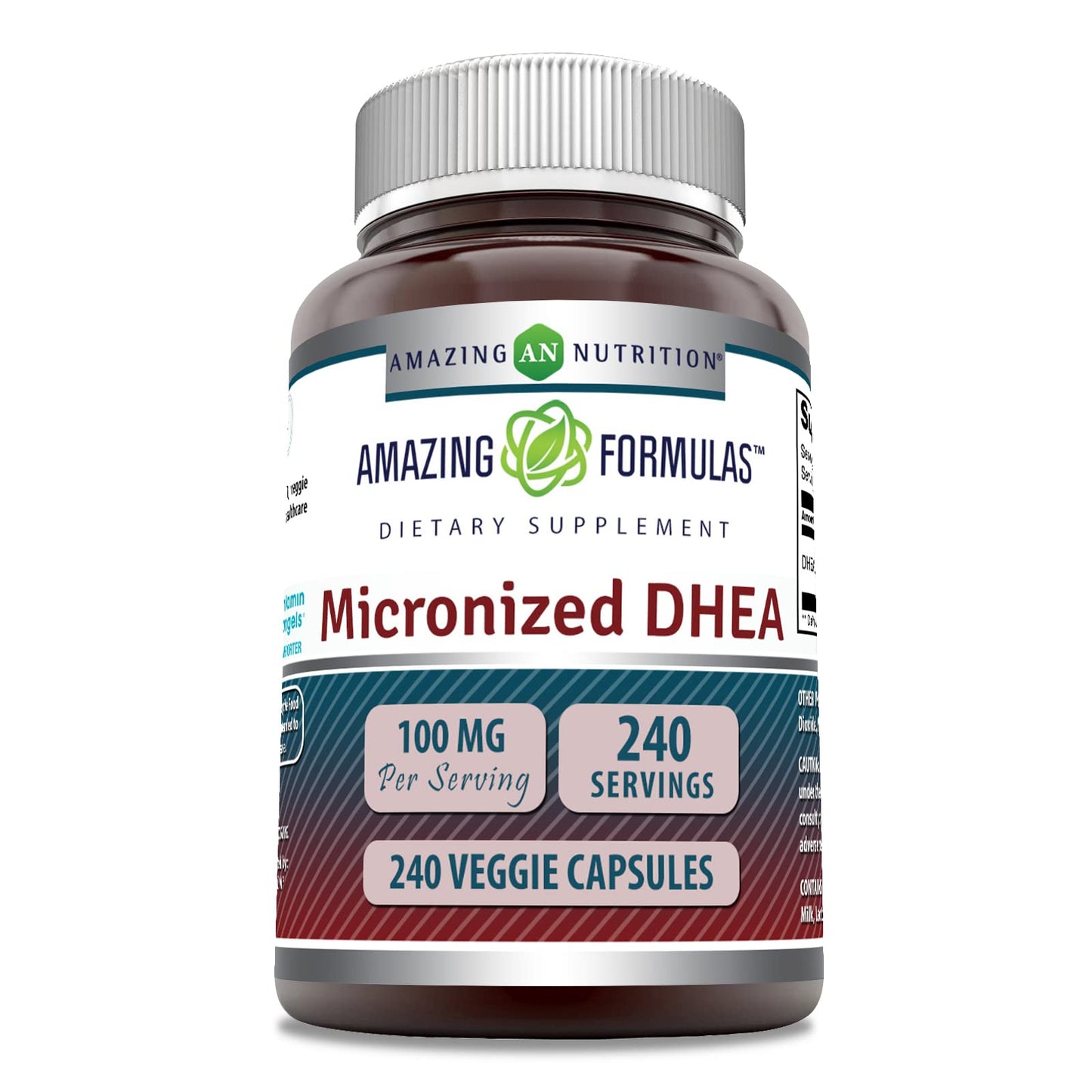 Amazing Nutrition Micronized DHEA Supplement 100 Mg Capsules, 240 Count