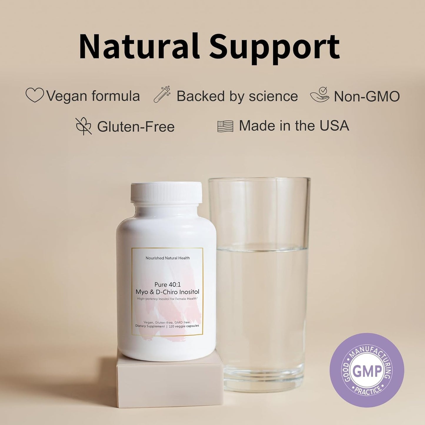 Nourished Natural Health 40:1 Myo & D-Chiro Inositol Supplement for Women Capsules, 360