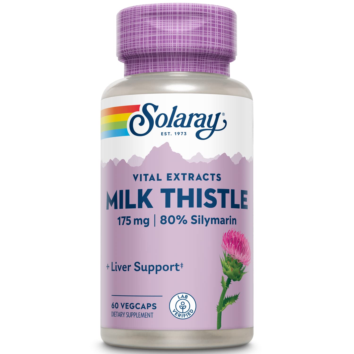 SOLARAY Milk Thistle Seed Extract 175mg Capsules, Non-GMO & Vegan, 60 Capsules