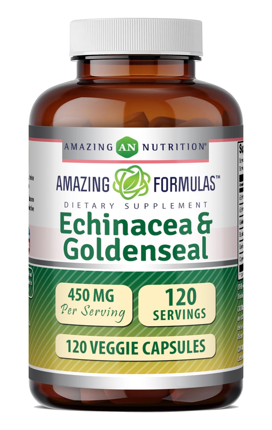 Amazing Nutrition Echinacea with Goldenseal Supplement Capsules 120 Count