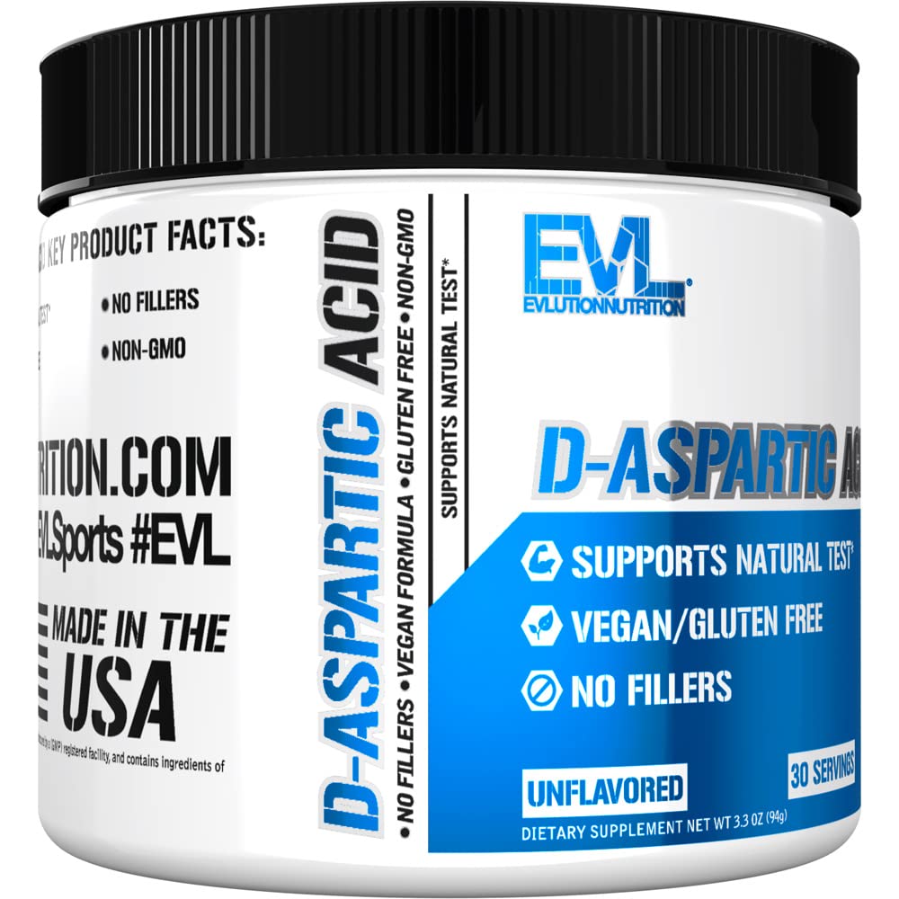 Evlution D-Aspartic Acid Testosterone Booster Powder 3.3 Ounce