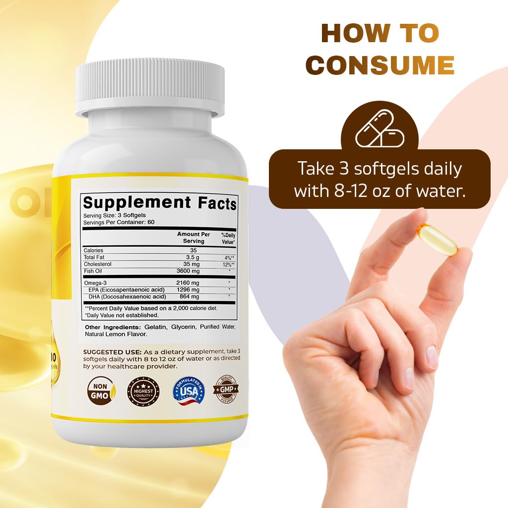 Vitamatic Triple Strength Omega 3 Fish Oil Softgels 180 Count