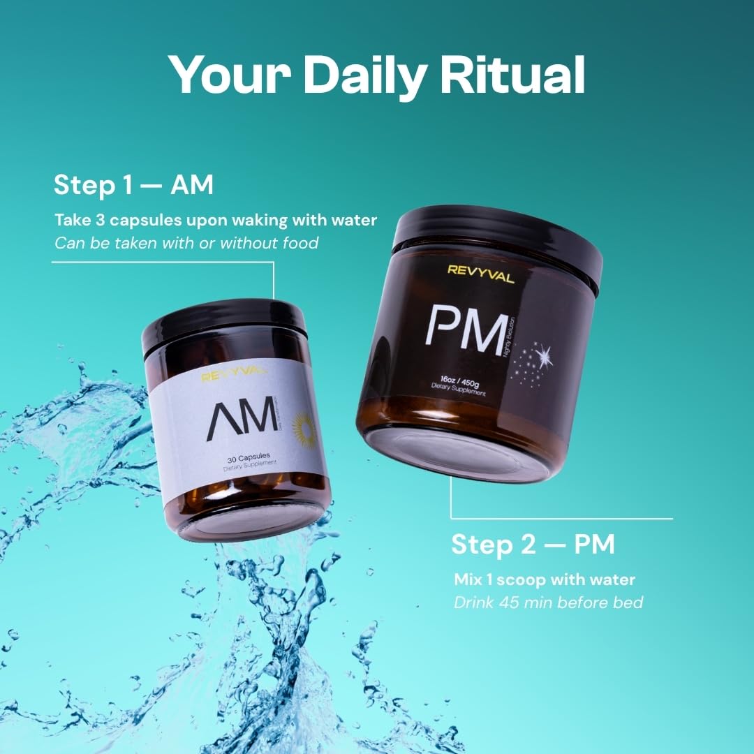 REVYVAL AM/PM Energy Supplement System Capsules and Powder, 60