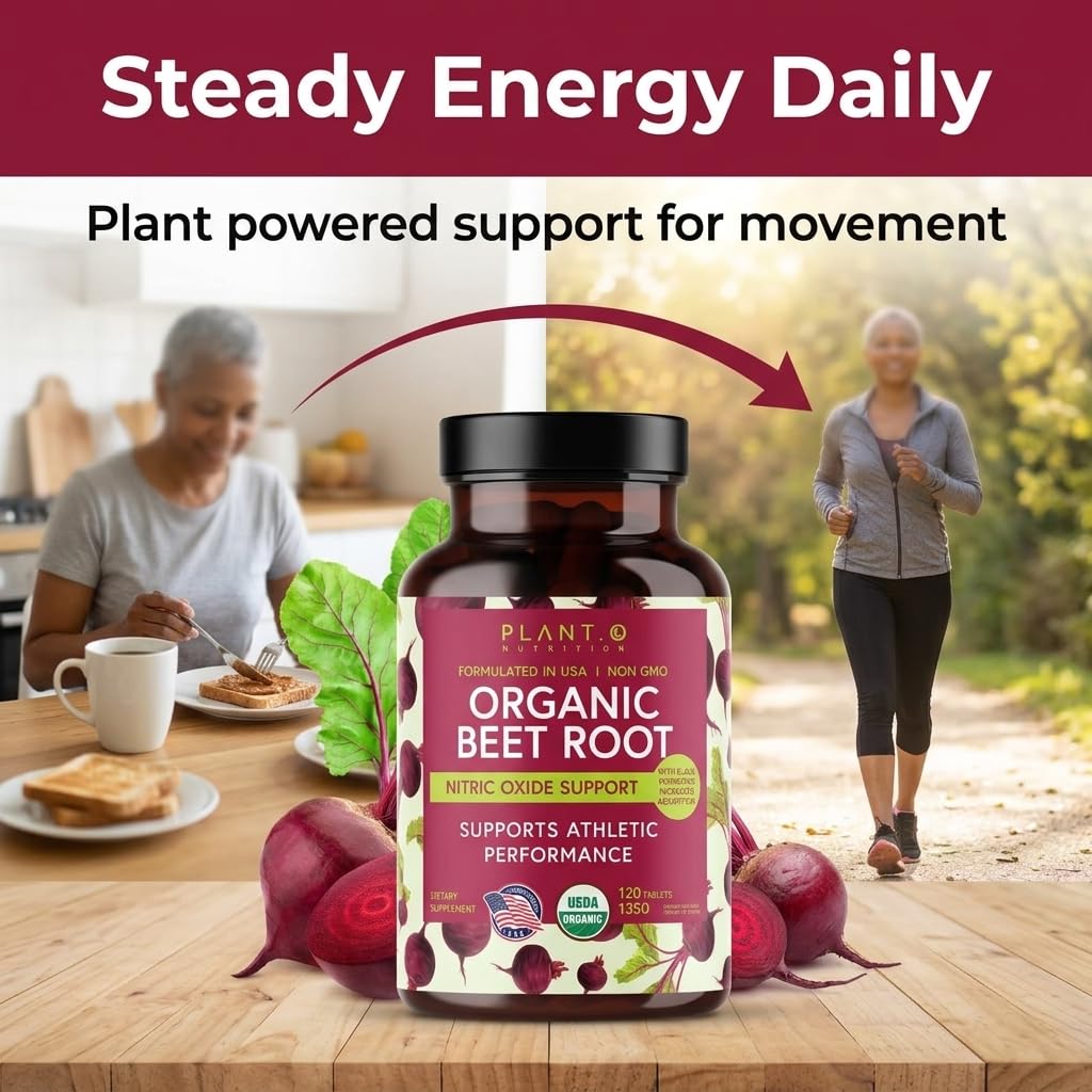 PLANT.O NUTRITION Organic Beet Root 1350mg Tablets, 120 Count