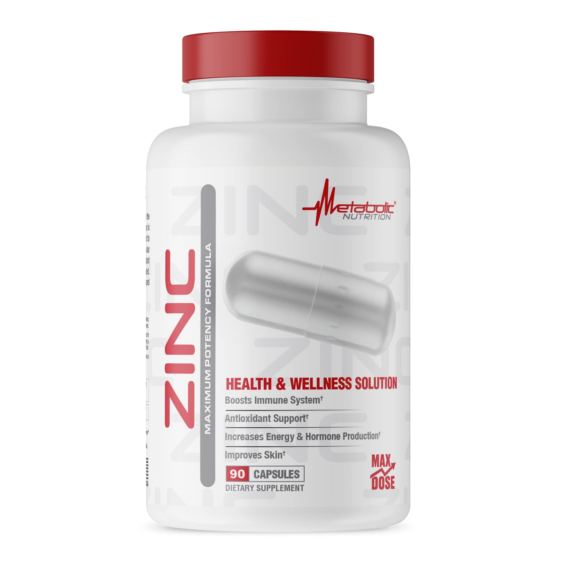 Metabolic Nutrition Zinc Supplement 75mg Capsules, 90 Count