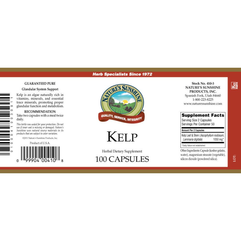 Nature's Sunshine Kelp Capsules, 100 Count