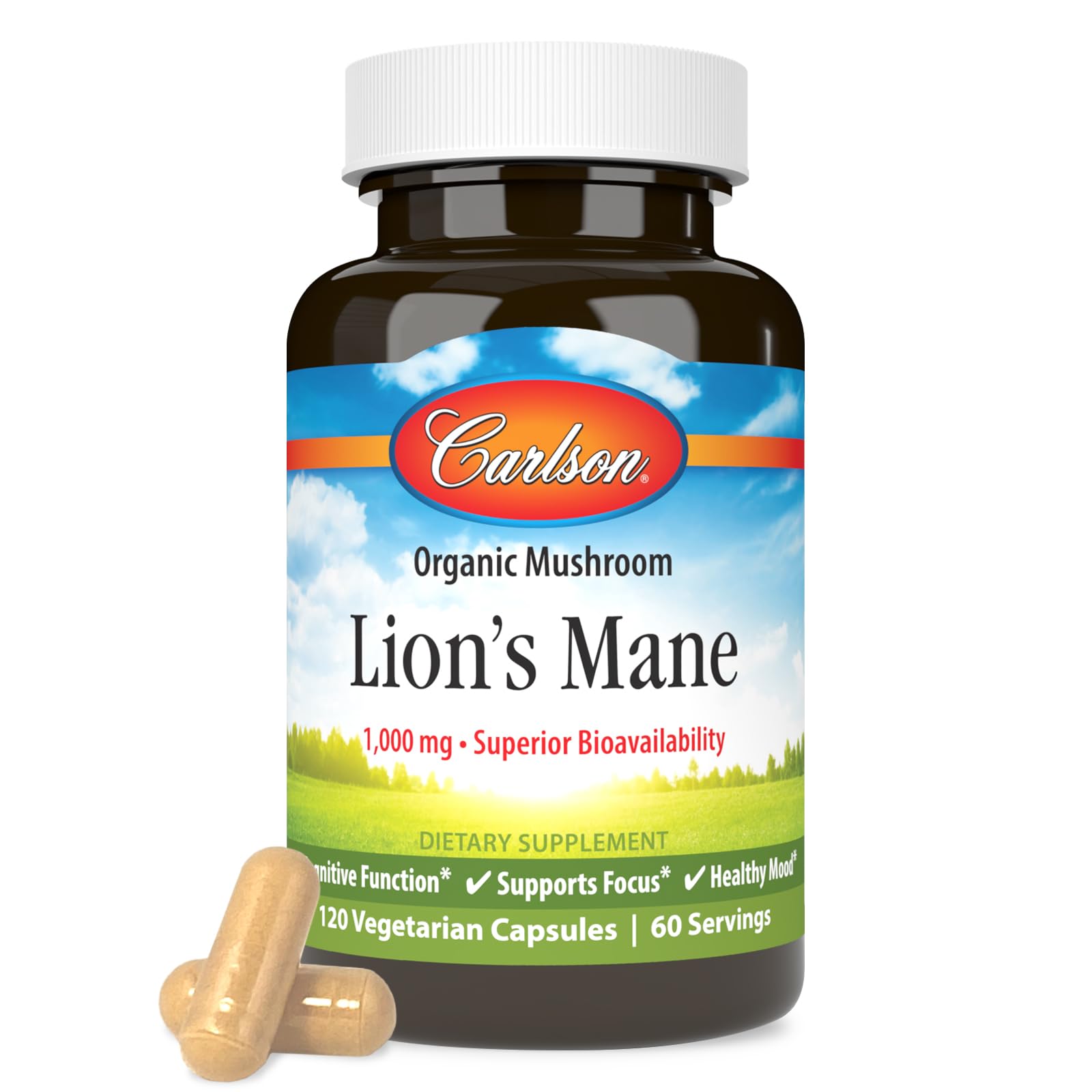 Carlson Lion's Mane Organic Mushroom Capsule 120 Capsules