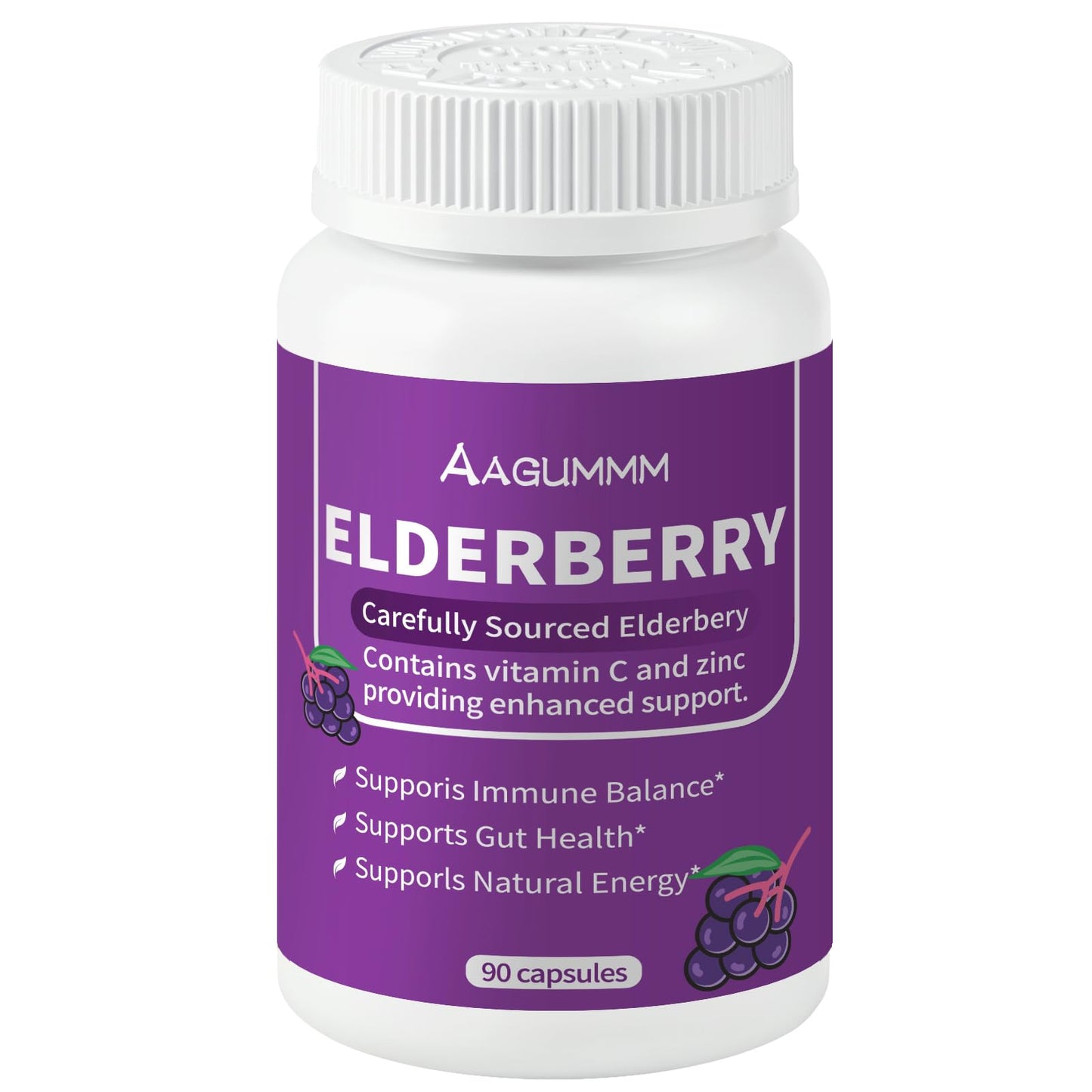 AAGUMMM Organic Black Elderberry Capsules, 90 Capsules