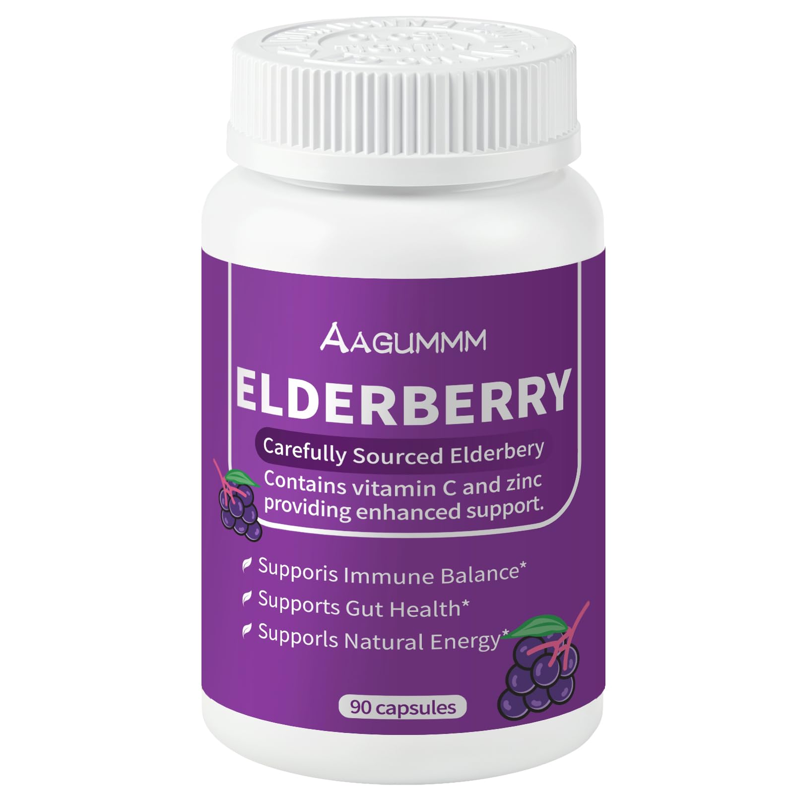 AAGUMMM Organic Black Elderberry Capsules, 90 Capsules