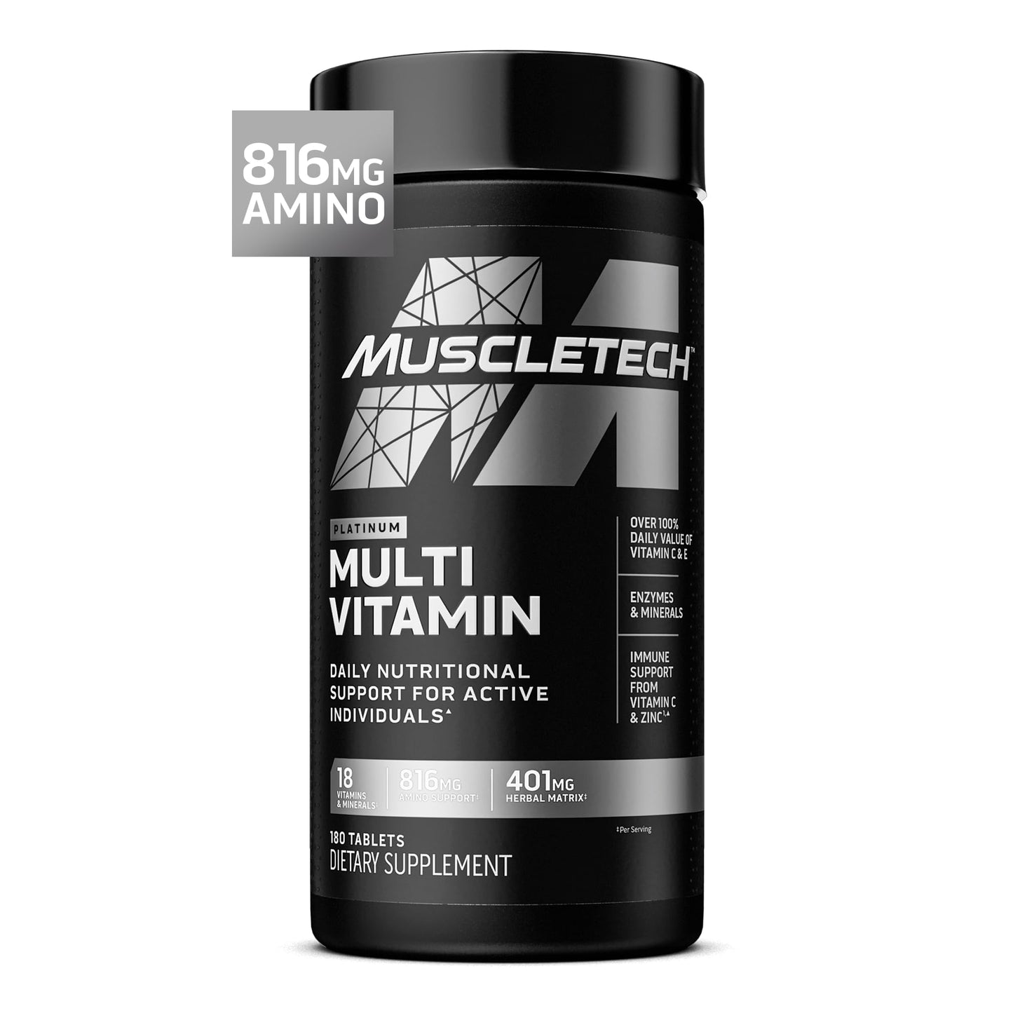 MuscleTech Platinum Multivitamins for Men & Women 180 Capsules