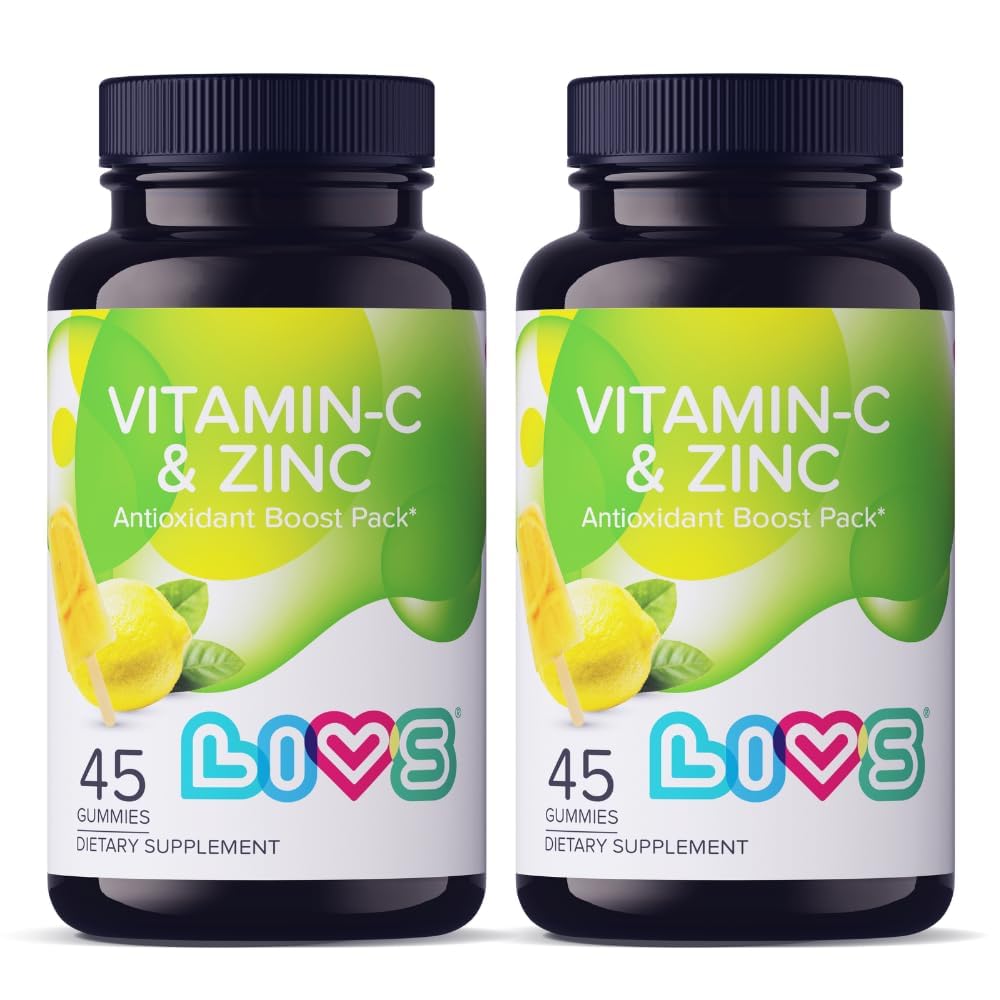 LIVS Vitamin C & Zinc Gummies for Adults & Children – 125mg Vitamin C & 20mg Zinc Per Dose | Vegan Gummy Vitamin for Skin Health, Blood Pressure & Metabolism | Gluten Free Kosher Supplements, 45 Count