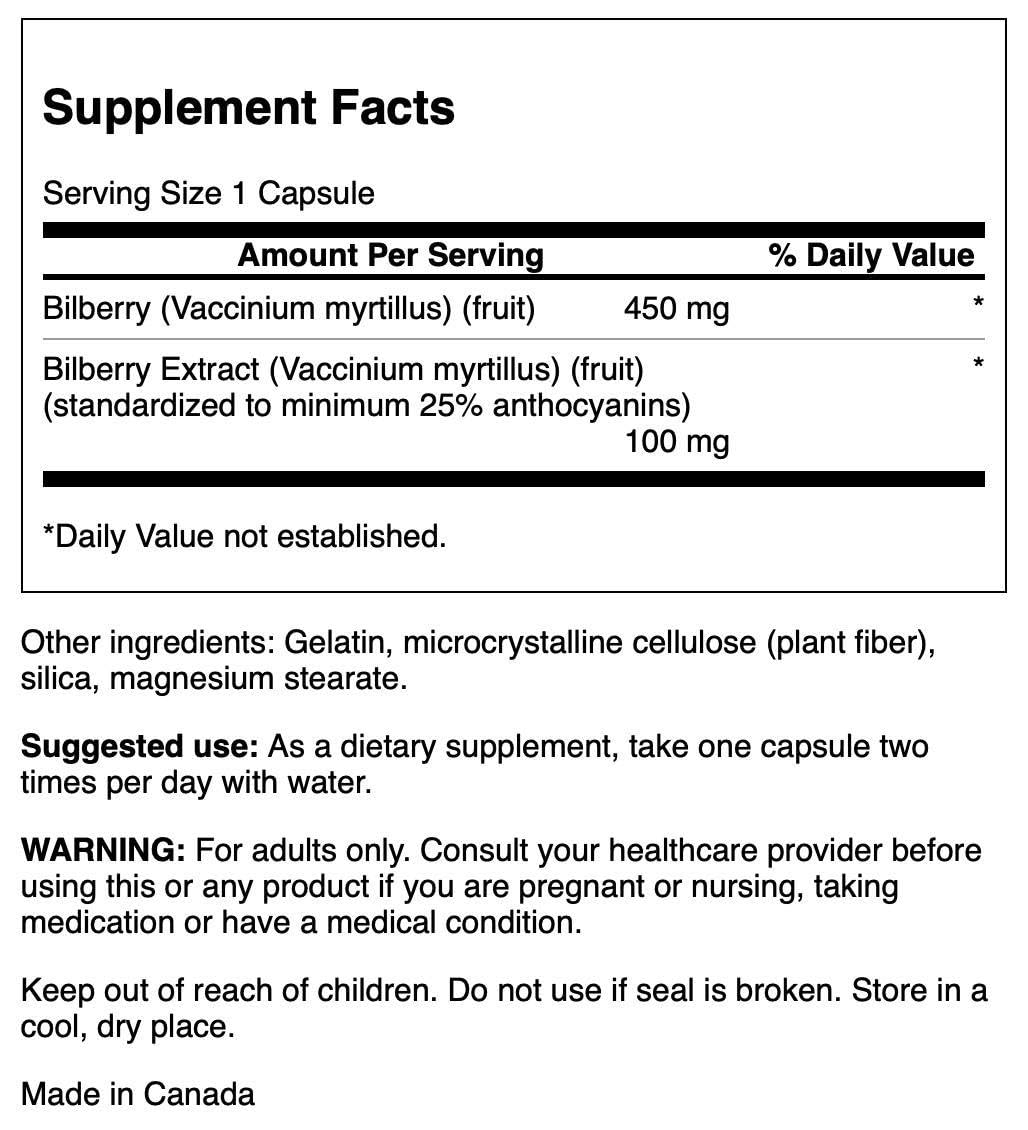 Swanson Extra-Strength Bilberry (Standardized) 100 Milligrams 60 Capsules