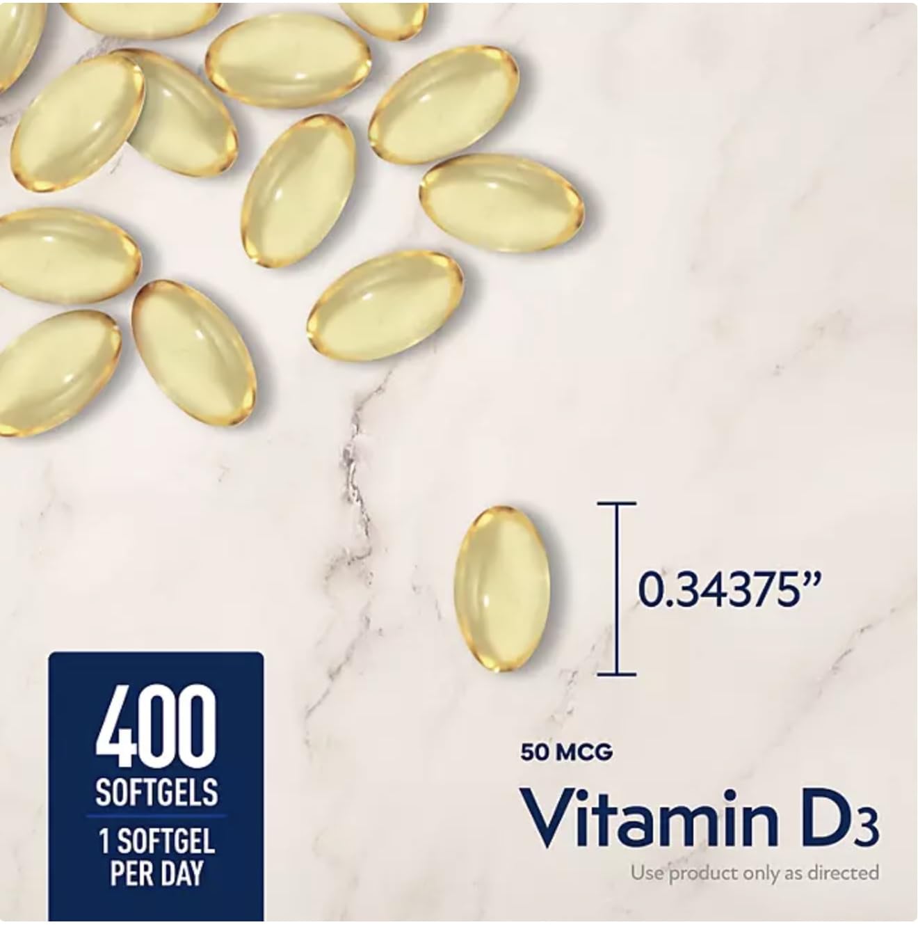 Generic Vitamin D3 50 mcg Softgels 400 Count