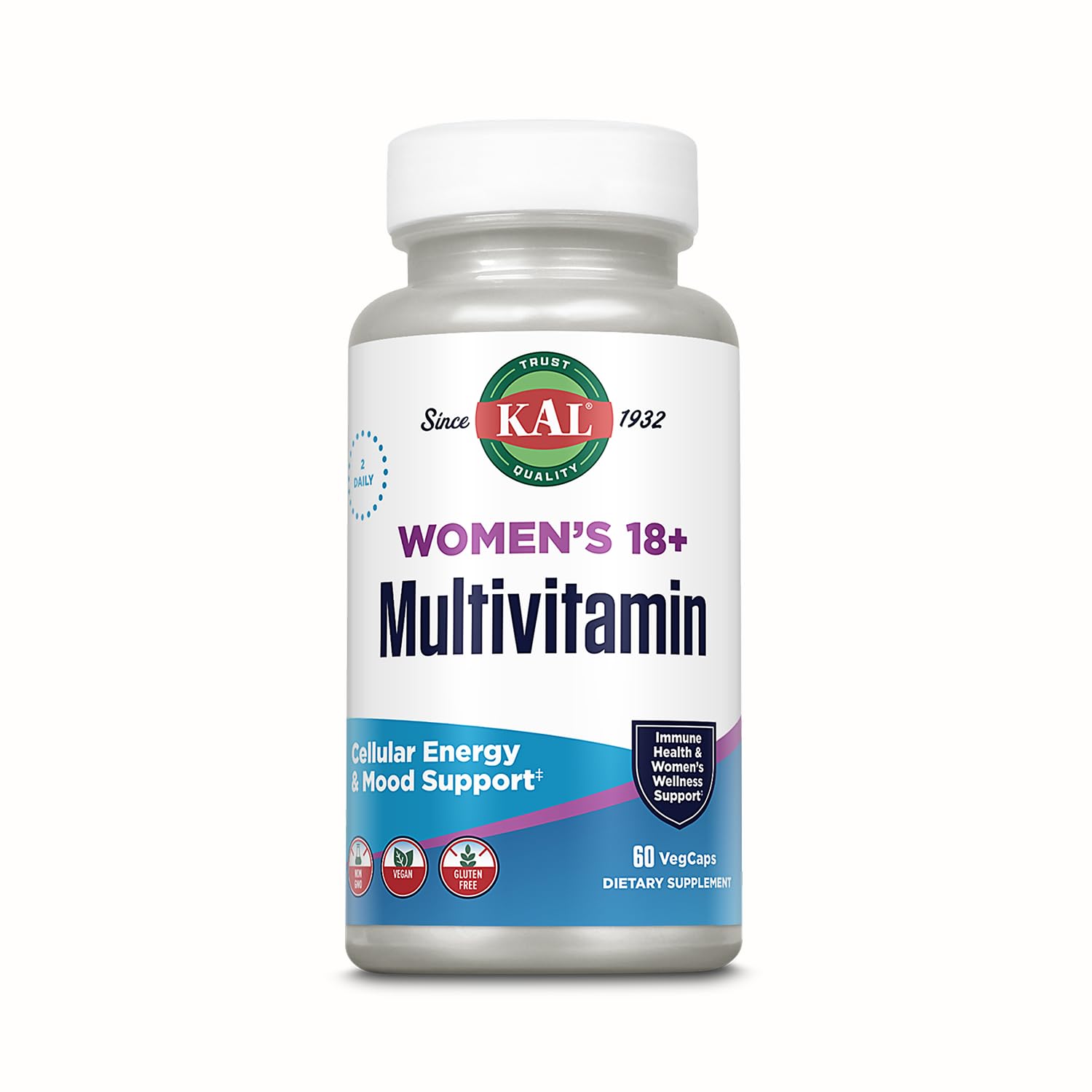 KAL Women’s 18 Plus Multivitamin – Iron Supplement and Multivitamin for Women with Vitamin D and Vitamin C, 60 Capsules