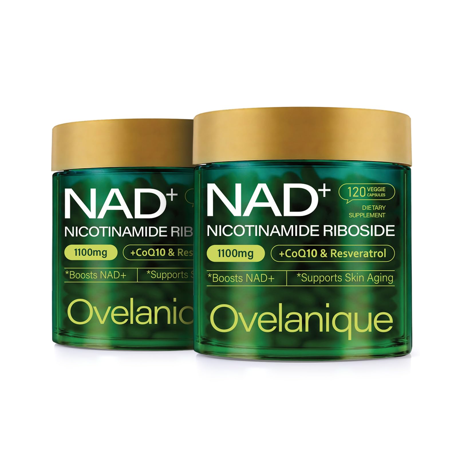 Ovelanique NAD Supplement – Nicotinamide Riboside & Resveratrol – NMNH Alternative – 1100mg NAD+ Complex with Quercetin Phytosome & CoQ10, Capsules, 240
