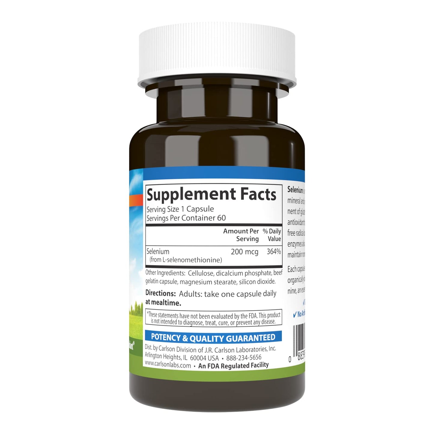 Carlson Selenium 200 mcg Yeast-Free Capsules, 60 Count