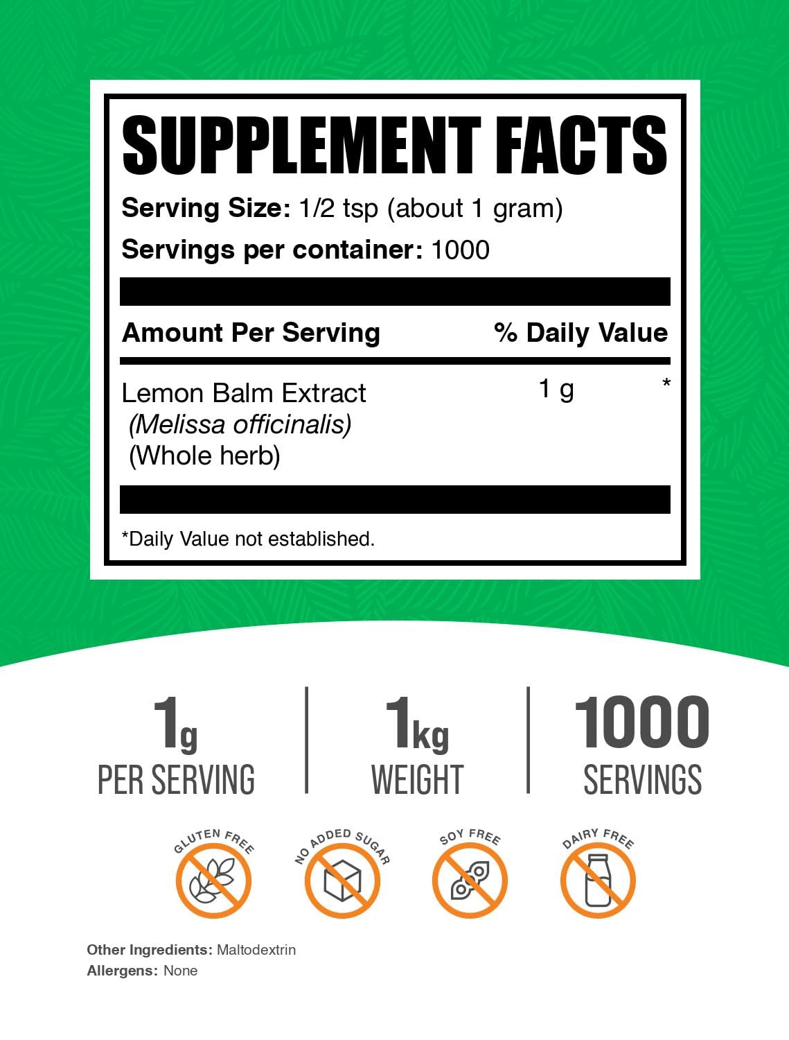 BulkSupplements Lemon Balm Extract Powder 35.2 oz
