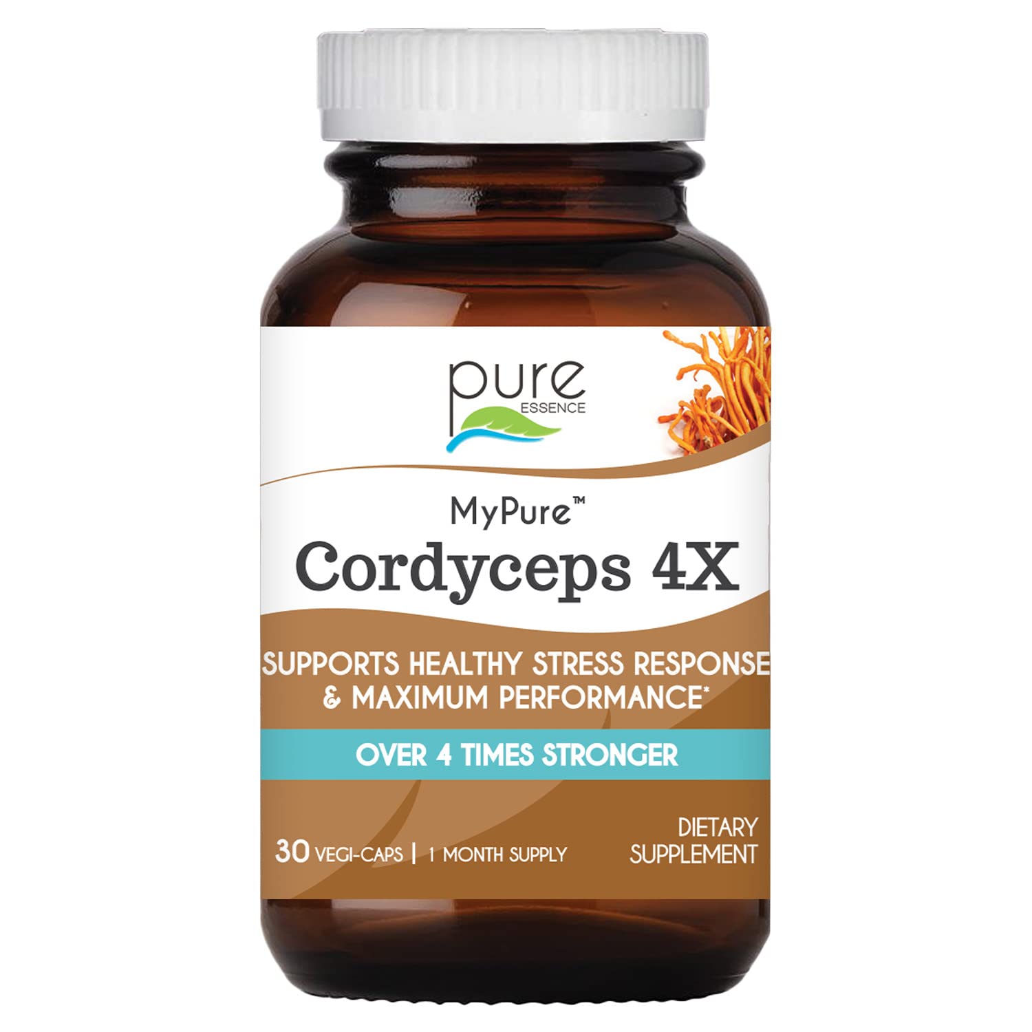 Pure Essence Labs MyPure Cordyceps 4X Mushrooms Capsules, 30 Count