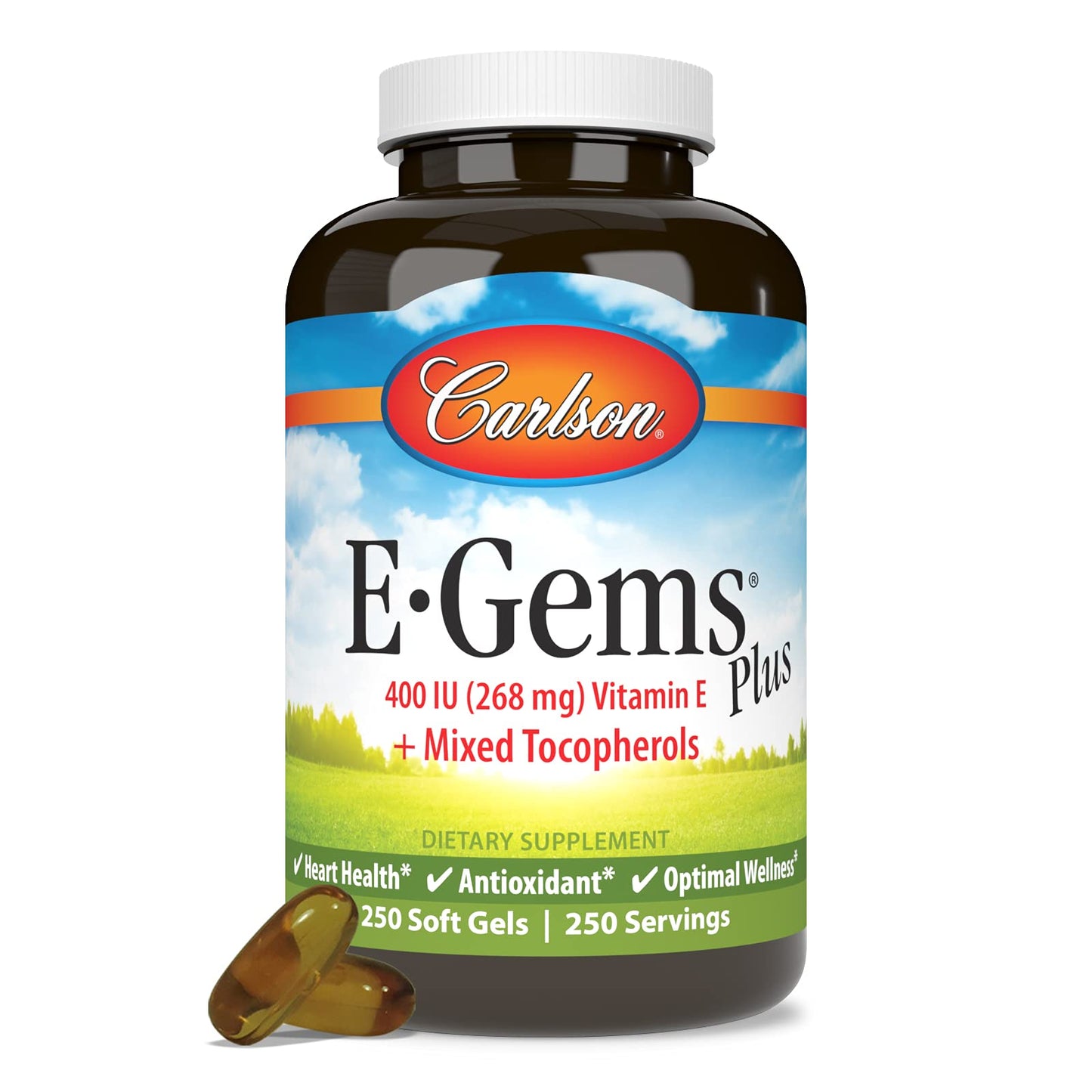 Carlson E-Gems Plus Softgels, 400 IU (268 mg), 250 Softgels