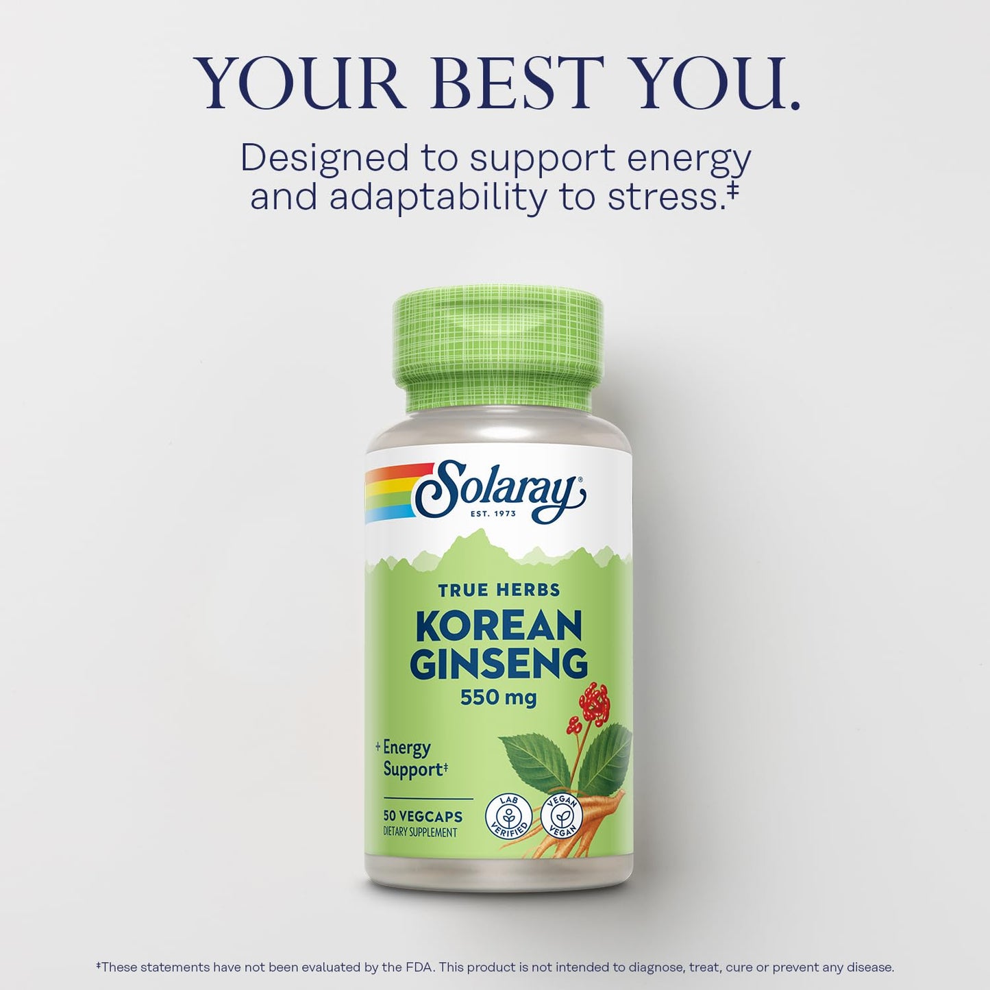 SOLARAY Korean Ginseng 550 mg Capsule, 50 Count