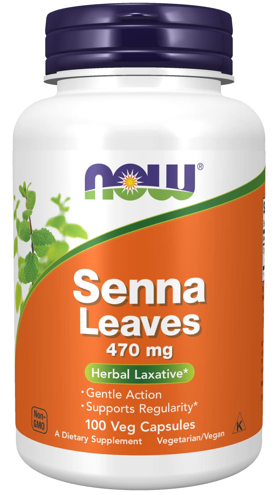NOW Foods Senna Leaves 470mg Capsules, 200 Count
