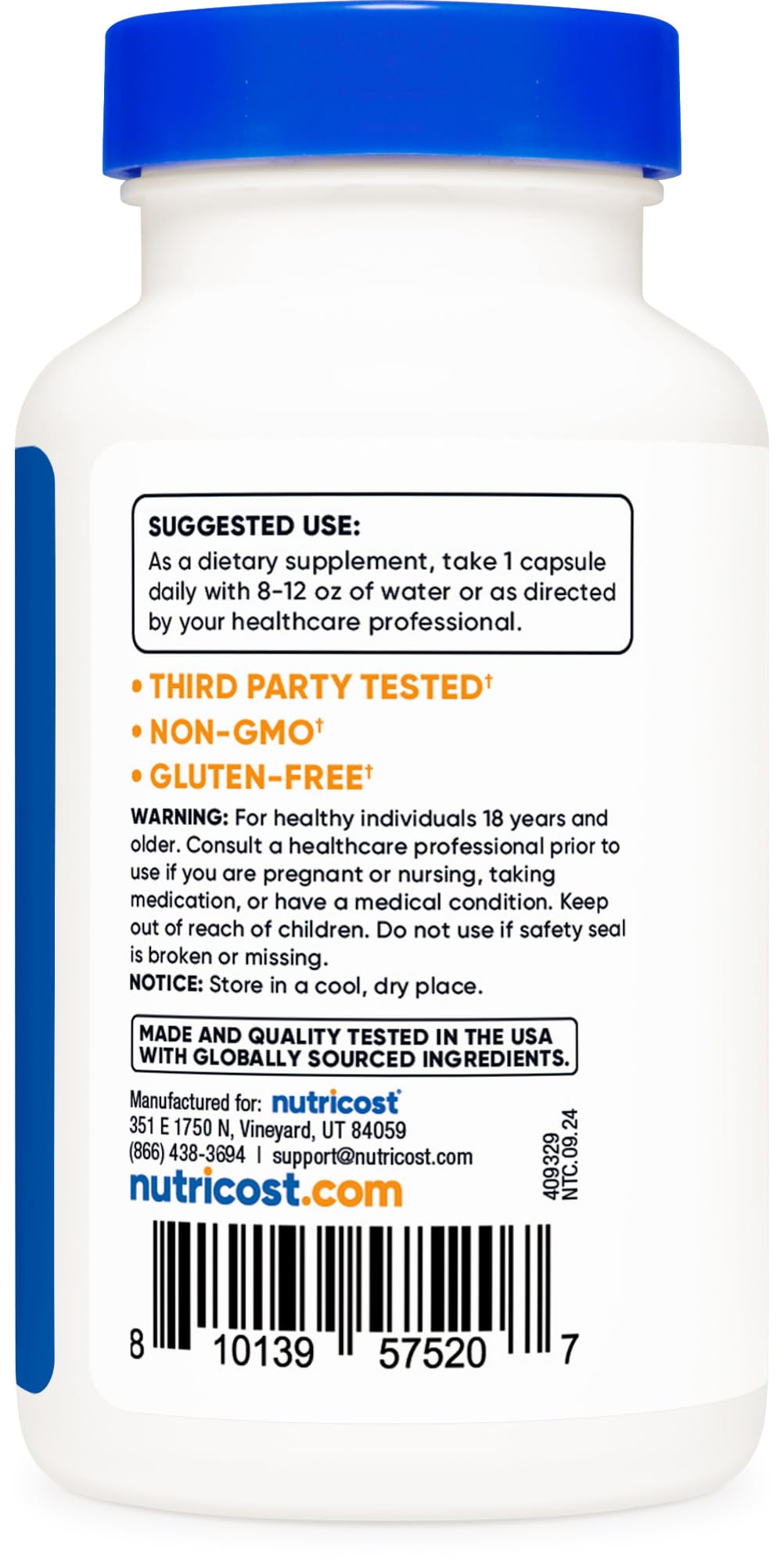 Nutricost Lactobacillus Acidophilus 500 Million CFU Per Serving Capsule, 120 Count