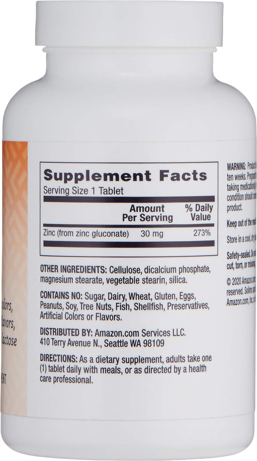 Amazon Brand - Solimo Zinc 30mg Tablet, 300 Tablets