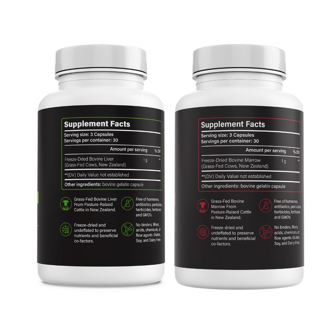 PRIMALRX Beef Liver & Beef Bone Marrow Supplement Bundle Capsules, 1 Count