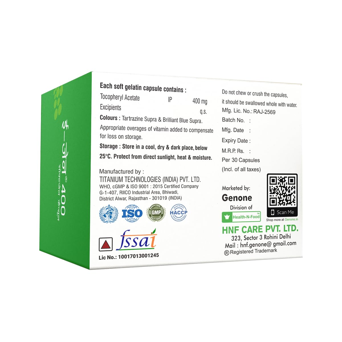 GENONE E-Gen 400 Vitamin E Capsule, 30 Capsules