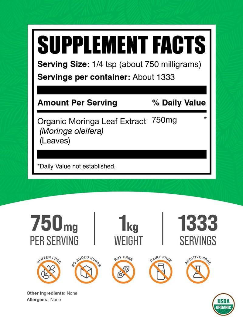 BulkSupplements Organic Moringa Extract Powder 35.2 Ounce