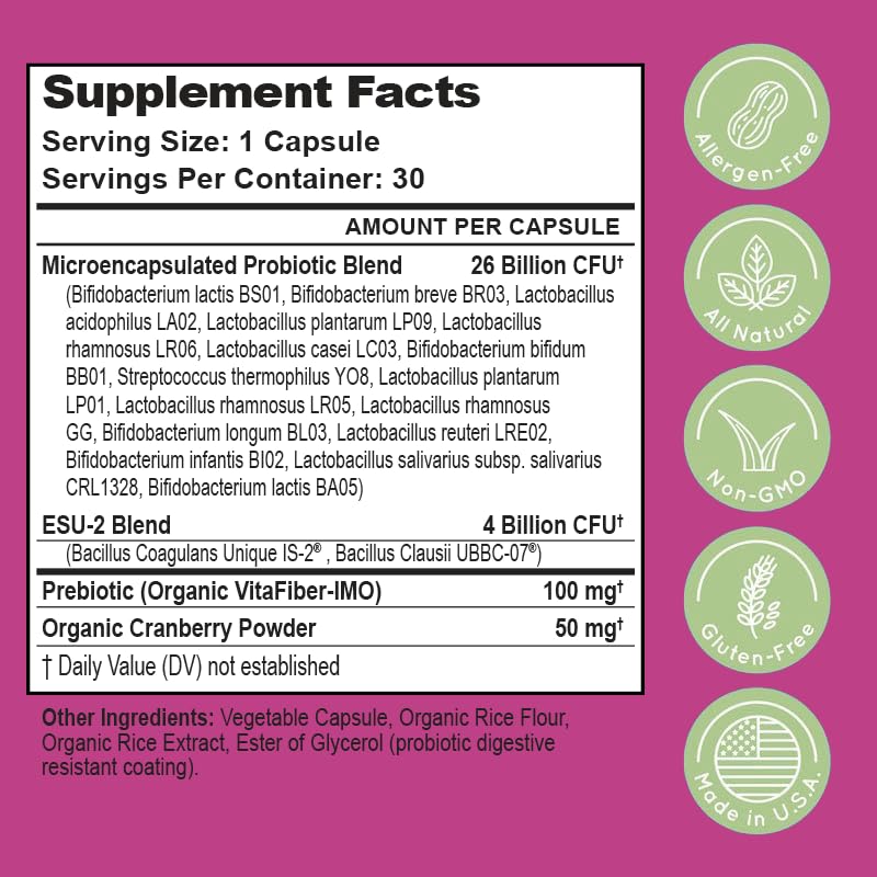 Essential Source Triactive Biotics for Women Probiotics with 18 Strains, Organic VitaFiber Prebiotic & Cranberry for Digestive, Immune, Urinary & Vaginal Health, 90 Capsules